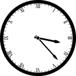 Round clock with Roman numerals showing time 3:23
