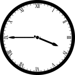 Round clock with Roman numerals showing time 3:45