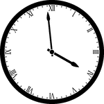 Round clock with Roman numerals showing time 3:59