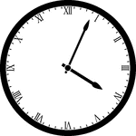 Round clock with Roman numerals showing time 4:04