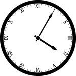 Round clock with Roman numerals showing time 4:05