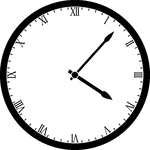 Round clock with Roman numerals showing time 4:07