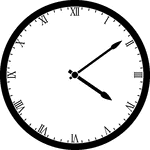 Round clock with Roman numerals showing time 4:09