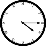 Round clock with Roman numerals showing time 4:15