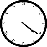 Round clock with Roman numerals showing time 4:21