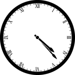 Round clock with Roman numerals showing time 4:23