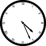Round clock with Roman numerals showing time 4:26