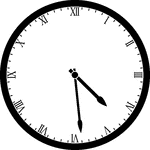Round clock with Roman numerals showing time 4:29