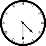 Round clock with Roman numerals showing time 4:30