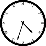 Round clock with Roman numerals showing time 4:33