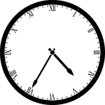 Round clock with Roman numerals showing time 4:35
