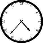 Round clock with Roman numerals showing time 4:37