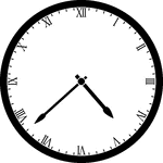 Round clock with Roman numerals showing time 4:38