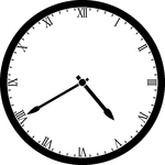 Round clock with Roman numerals showing time 4:40