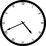 Round clock with Roman numerals showing time 4:41