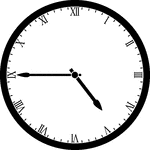 Round clock with Roman numerals showing time 4:45