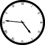 Round clock with Roman numerals showing time 4:46