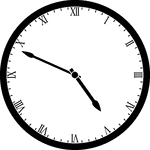 Round clock with Roman numerals showing time 4:49