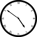 Round clock with Roman numerals showing time 4:51