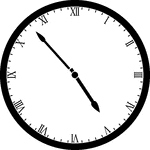 Round clock with Roman numerals showing time 4:53