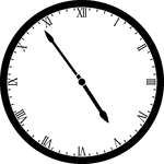 Round clock with Roman numerals showing time 4:54