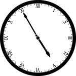 Round clock with Roman numerals showing time 4:55