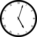 Round clock with Roman numerals showing time 5:03