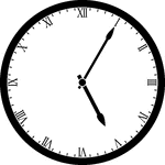 Round clock with Roman numerals showing time 5:05