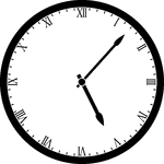 Round clock with Roman numerals showing time 5:07