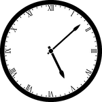 Round clock with Roman numerals showing time 5:08