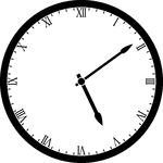 Round clock with Roman numerals showing time 5:09