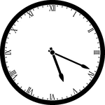 Round clock with Roman numerals showing time 5:19