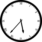 Round clock with Roman numerals showing time 5:37