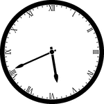 Round clock with Roman numerals showing time 5:41