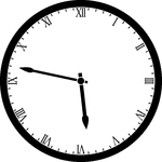 Round clock with Roman numerals showing time 5:47