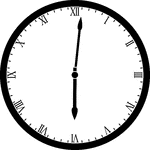 Round clock with Roman numerals showing time 6:01