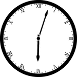Round clock with Roman numerals showing time 6:03