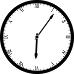 Round clock with Roman numerals showing time 6:06