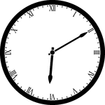Round clock with Roman numerals showing time 6:10