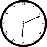 Round clock with Roman numerals showing time 6:11