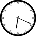 Round clock with Roman numerals showing time 6:19