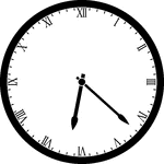 Round clock with Roman numerals showing time 6:22