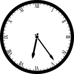 Round clock with Roman numerals showing time 6:24