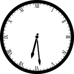 Round clock with Roman numerals showing time 6:29