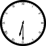 Round clock with Roman numerals showing time 6:30