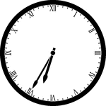 Round clock with Roman numerals showing time 6:35
