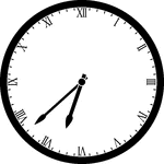 Round clock with Roman numerals showing time 6:38