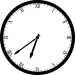 Round clock with Roman numerals showing time 6:39