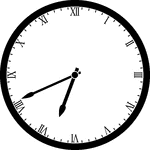 Round clock with Roman numerals showing time 6:41