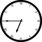 Round clock with Roman numerals showing time 6:45